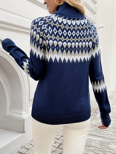 Ella | Eleganter Pullover mit geometrischem Strickmuster