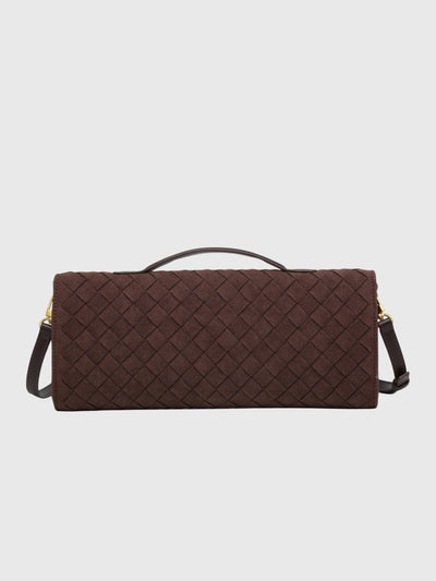 Kirsche | Clutch aus luxuriösem Wildleder Intrecciato