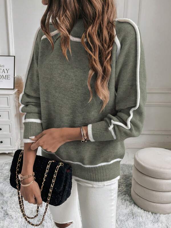 Avalon - Pullover aus Olivgrünem Baumwollstoff