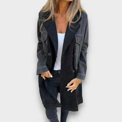 Ariana – Denim- und Wildlederimitat-Mantel
