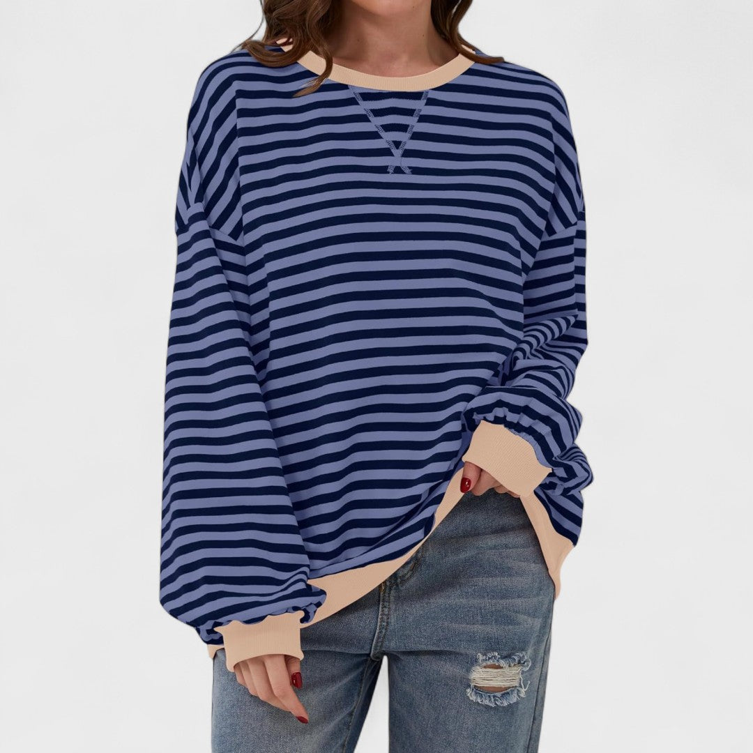 LUKA - Lässiger Pullover mit langen Ärmeln und Rundhalsausschnitt im Streifenlook