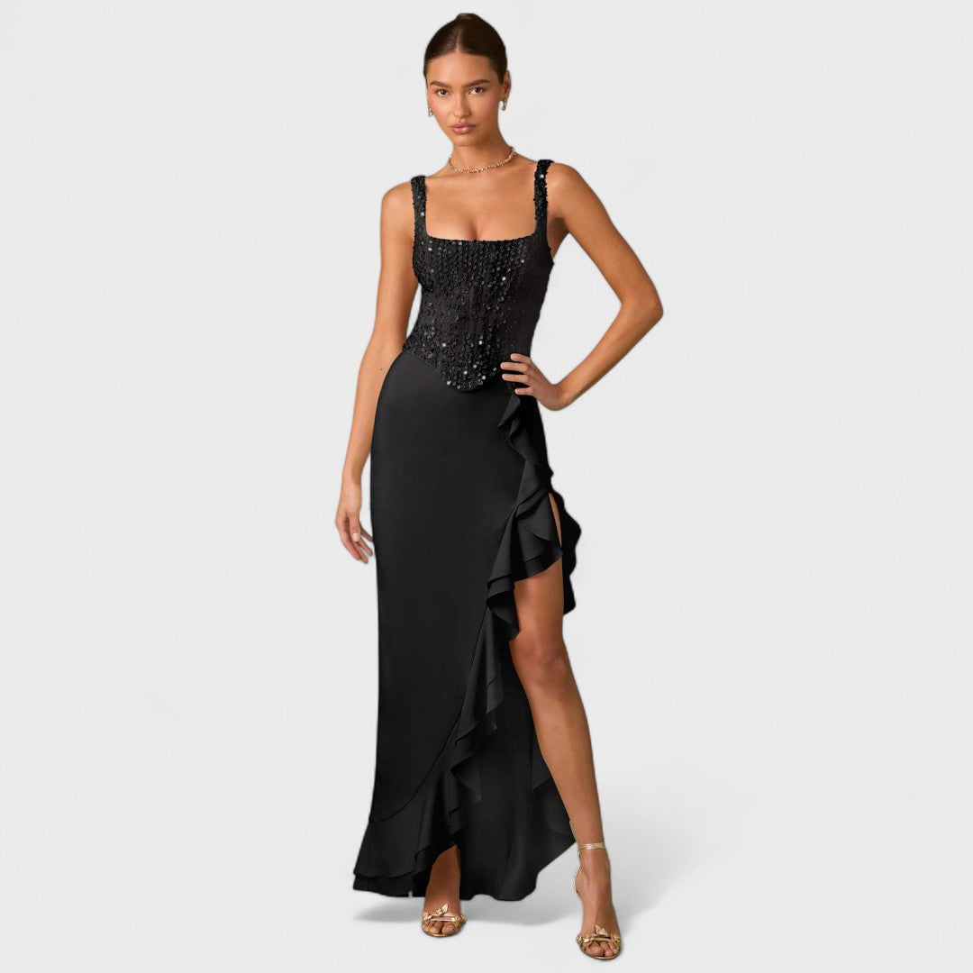 Bella - Corsagenkleid aus Satin mit Volants