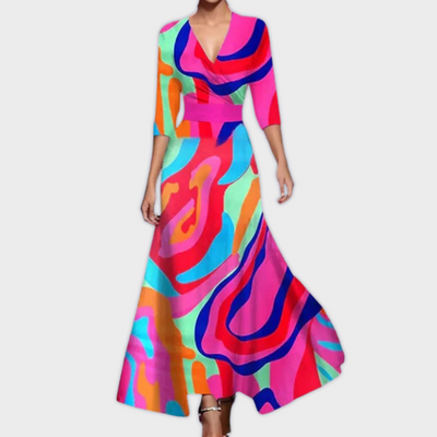 Edwina - Handgefertigtes Maxikleid aus hochwertigem Stoff