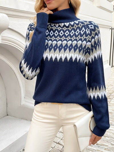 Ella | Eleganter Pullover mit geometrischem Strickmuster