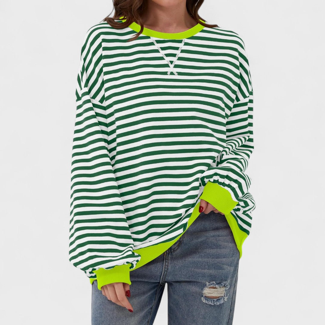 LUKA - Lässiger Pullover mit langen Ärmeln und Rundhalsausschnitt im Streifenlook