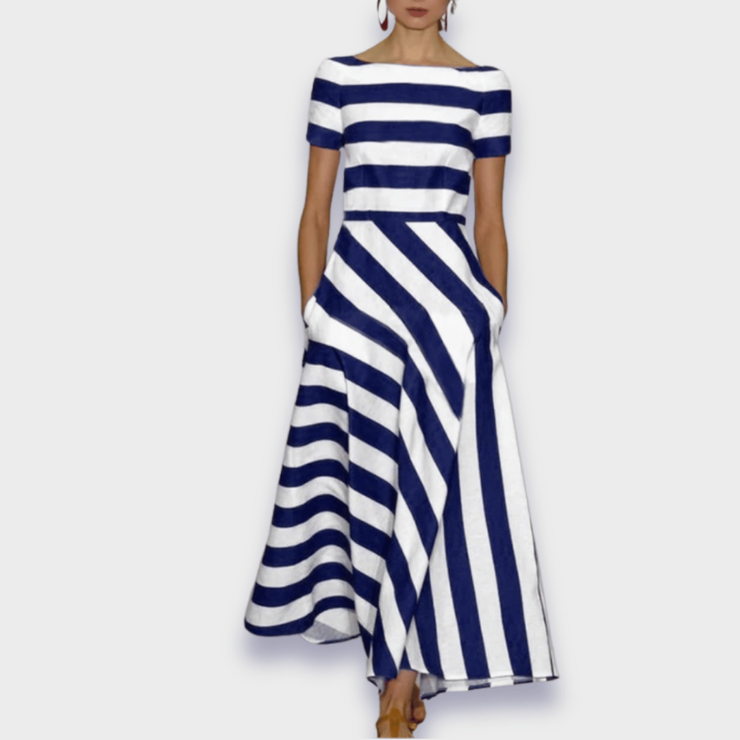 Janell - Lange gestreifte Chemise, handgefertigt