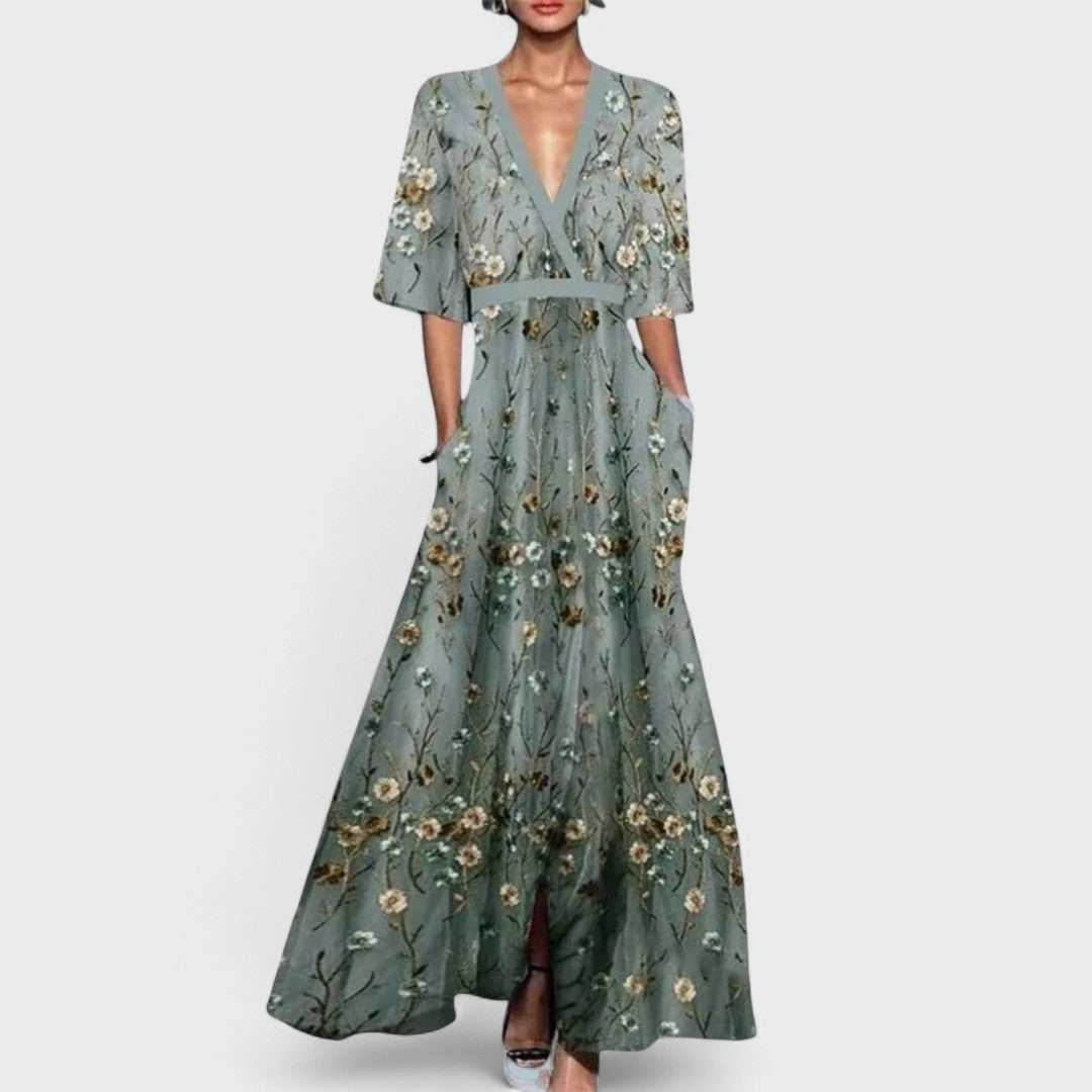 Océane - Maxi Blumen Kleid Elegant