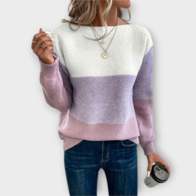 Clara - Eleganter Patchwork-Pullover in drei Farben