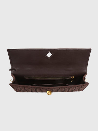 Kirsche | Clutch aus luxuriösem Wildleder Intrecciato