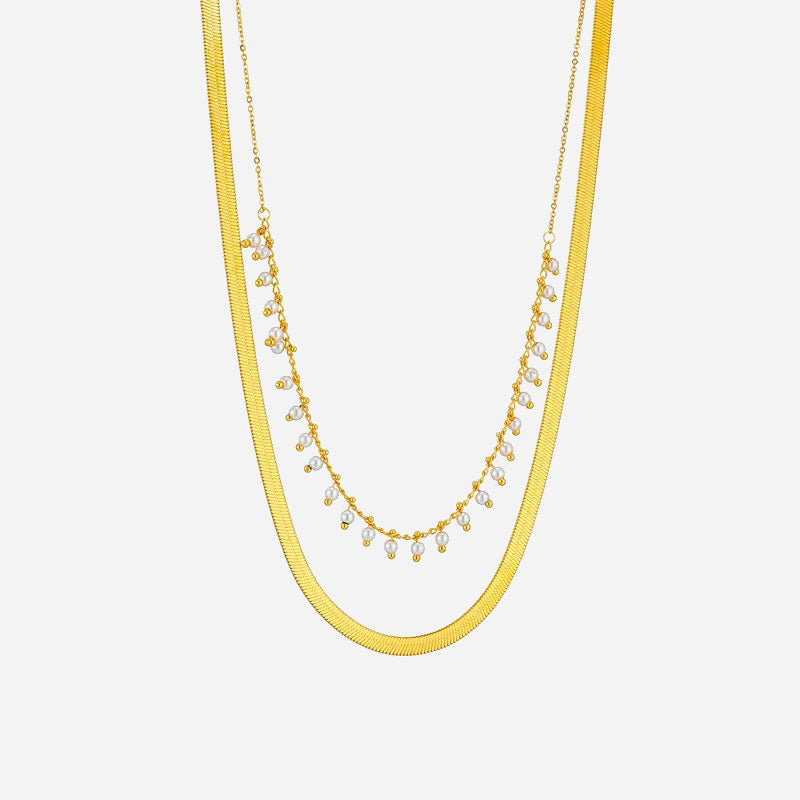 Marizanne | Luxuriöse Schlangenhalskette & 18K Gold Perlen Schmuckset