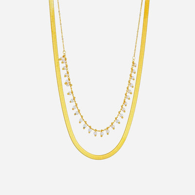 Marizanne | Luxuriöse Schlangenhalskette & 18K Gold Perlen Schmuckset
