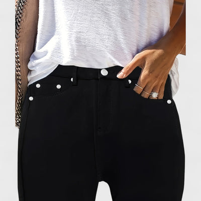 Floriale - Schwarze High-Waist-Denim-Jeans für Damen
