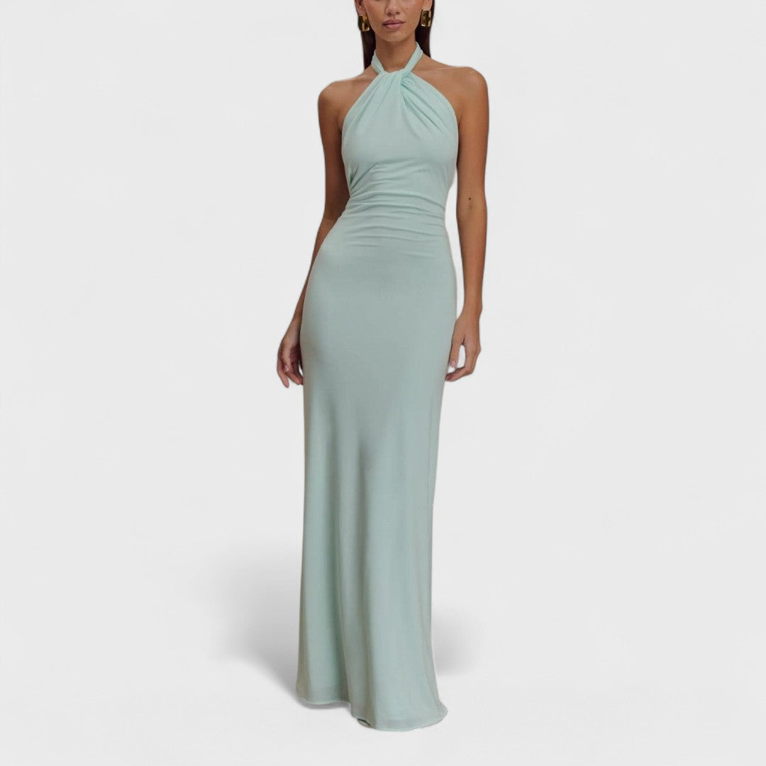 Klara – Curvy Kleid aus Seide mit Halterneck