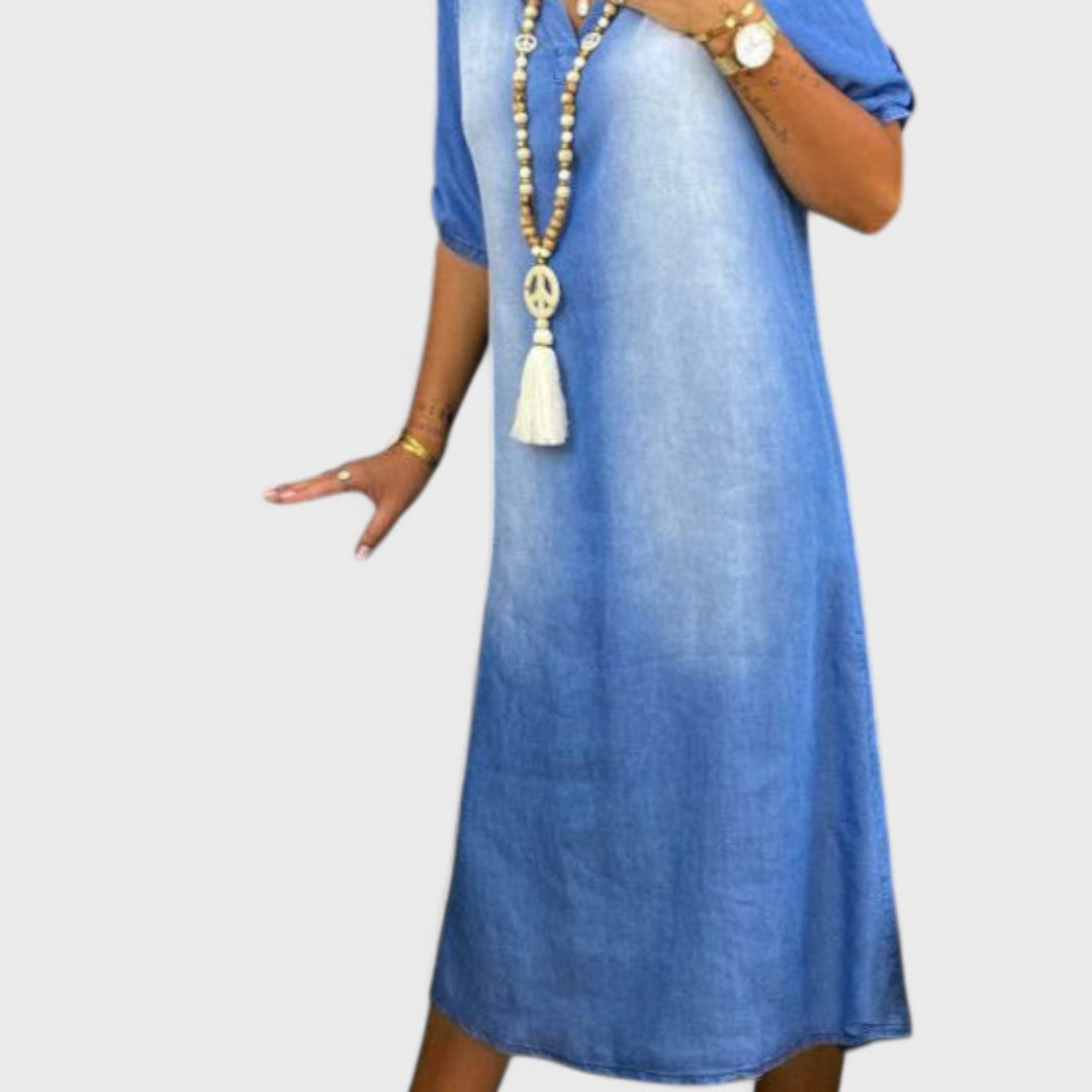 Ilse - Sommerkleid mit V-Ausschnitt aus Denim