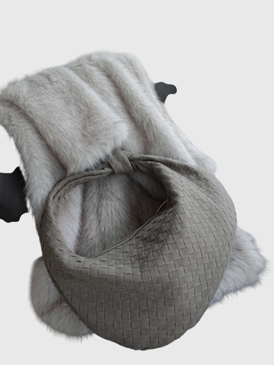 Celeste | Medium Suede Woven Bag with Knot