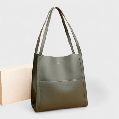 Fera - Schultertasche aus echtem Leder in einfarbig