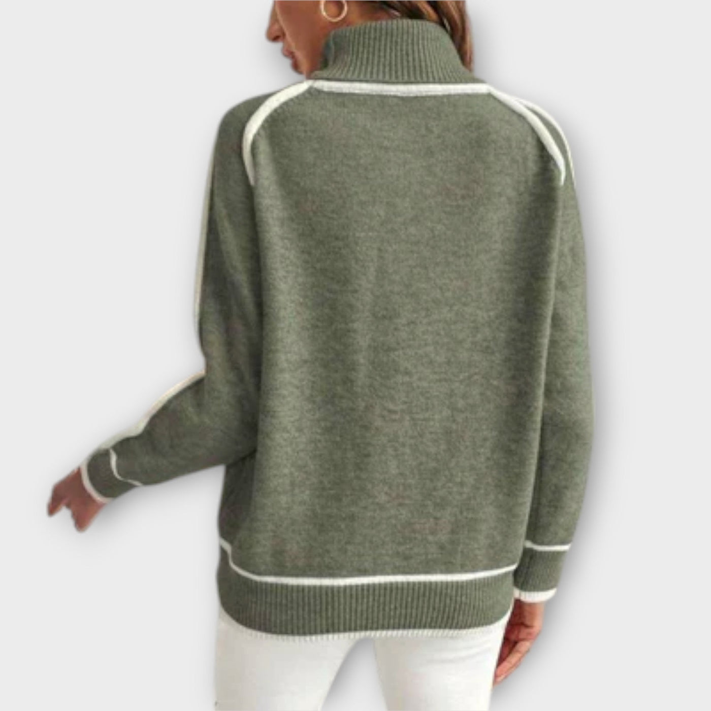 Christine - Luxuriöser Olivgrüner Leinenpullover