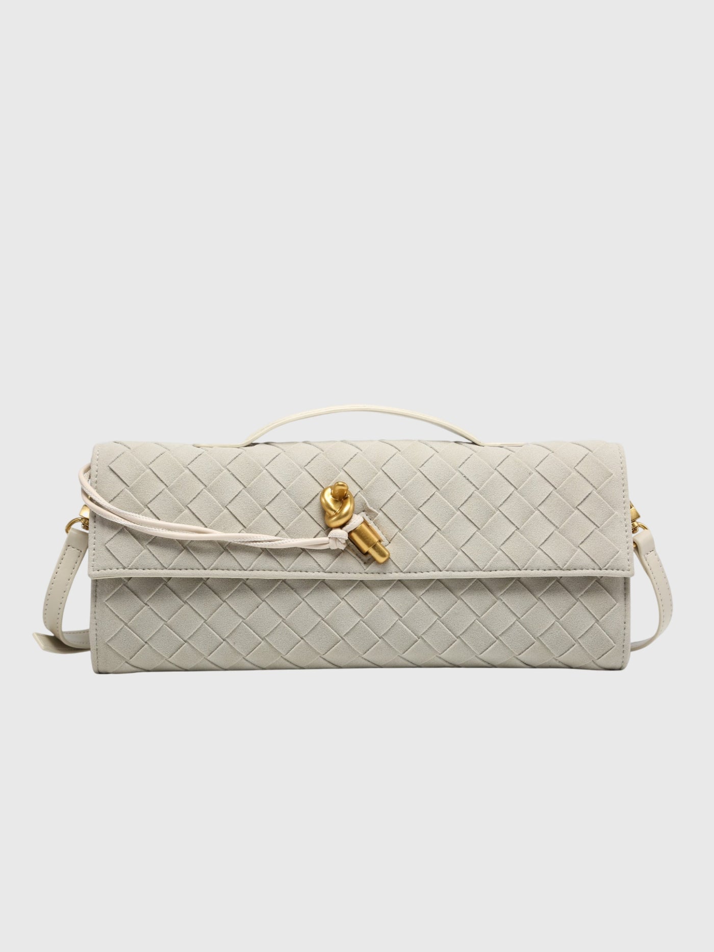 Kirsche | Clutch aus luxuriösem Wildleder Intrecciato