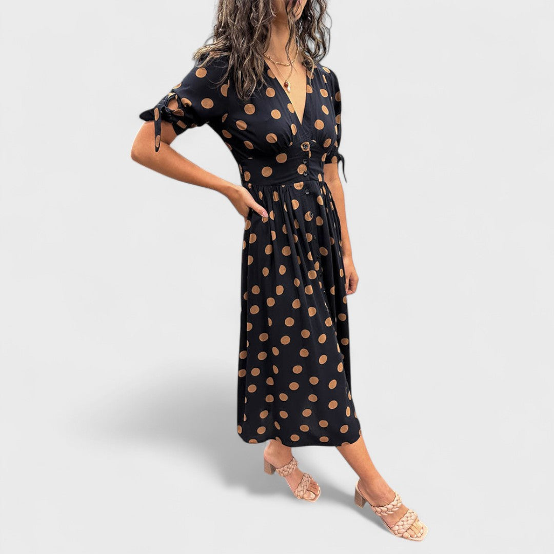 Monique - Elegantes gepunktetes Kleid