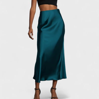 Sasha - Midi-Rock aus Satin mit hoher Taille für Damen