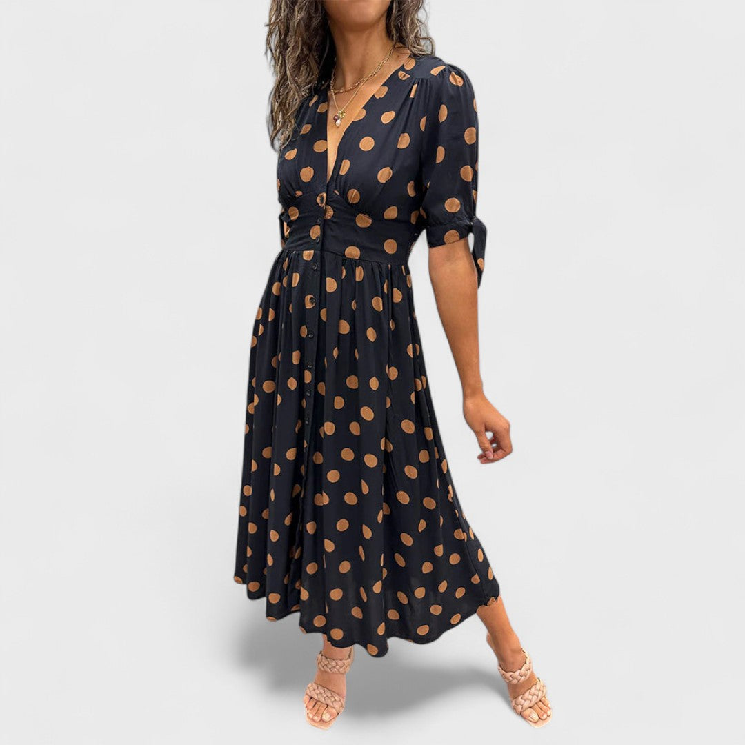 Monique - Elegantes gepunktetes Kleid