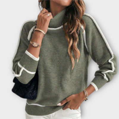 Christine - Luxuriöser Olivgrüner Leinenpullover