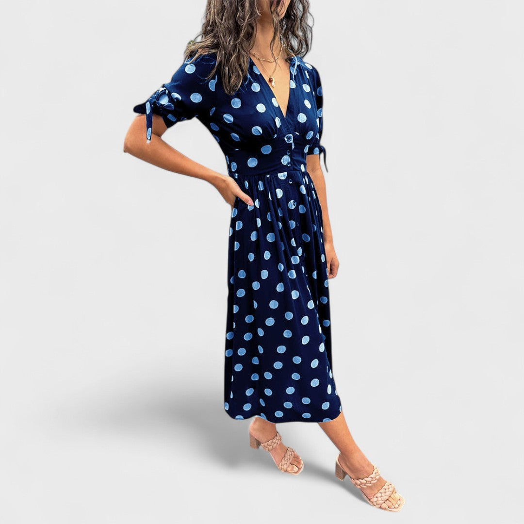 Monique - Elegantes gepunktetes Kleid