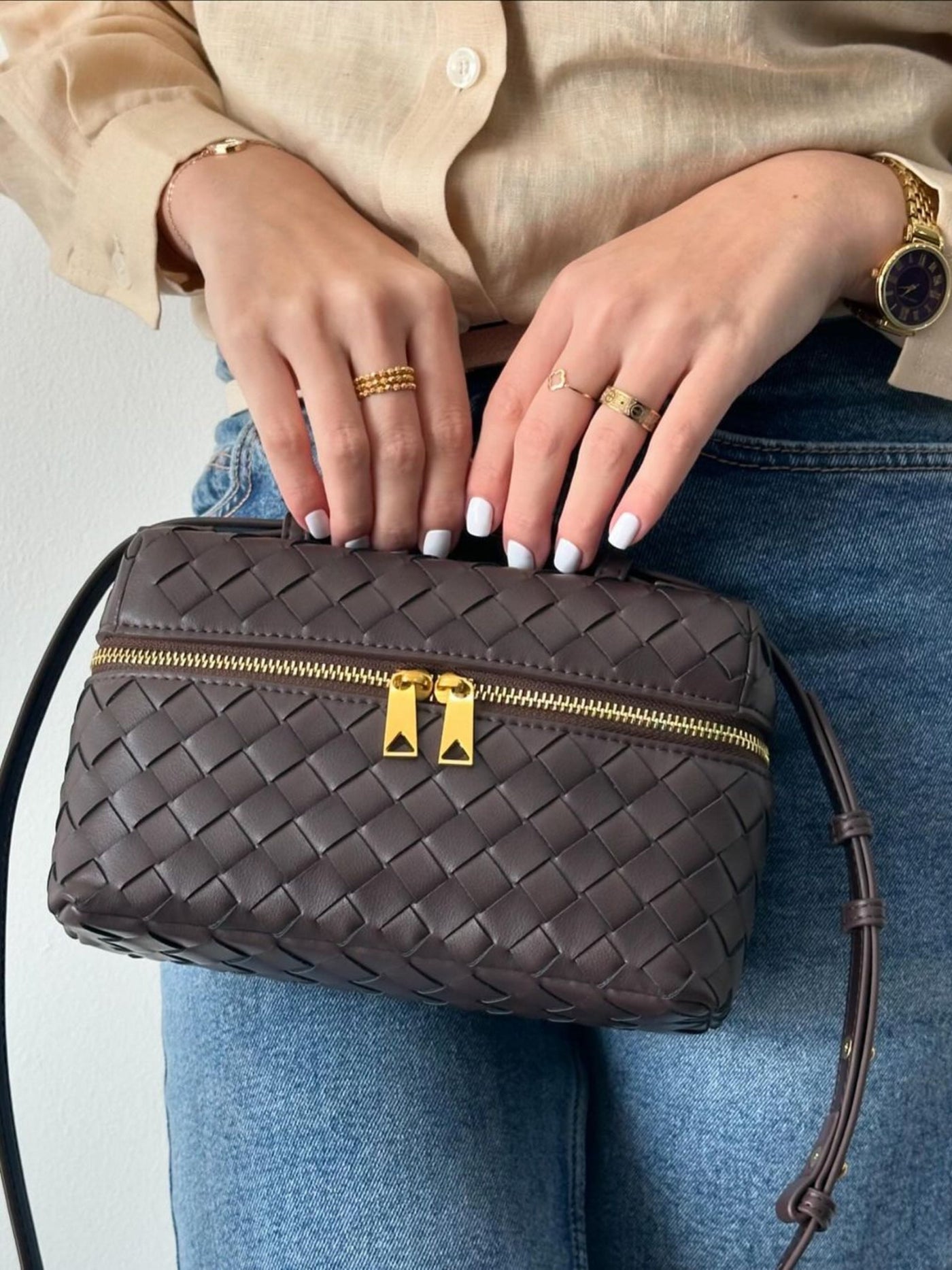 Juliette | Strukturierte Glänzende Woven Tasche