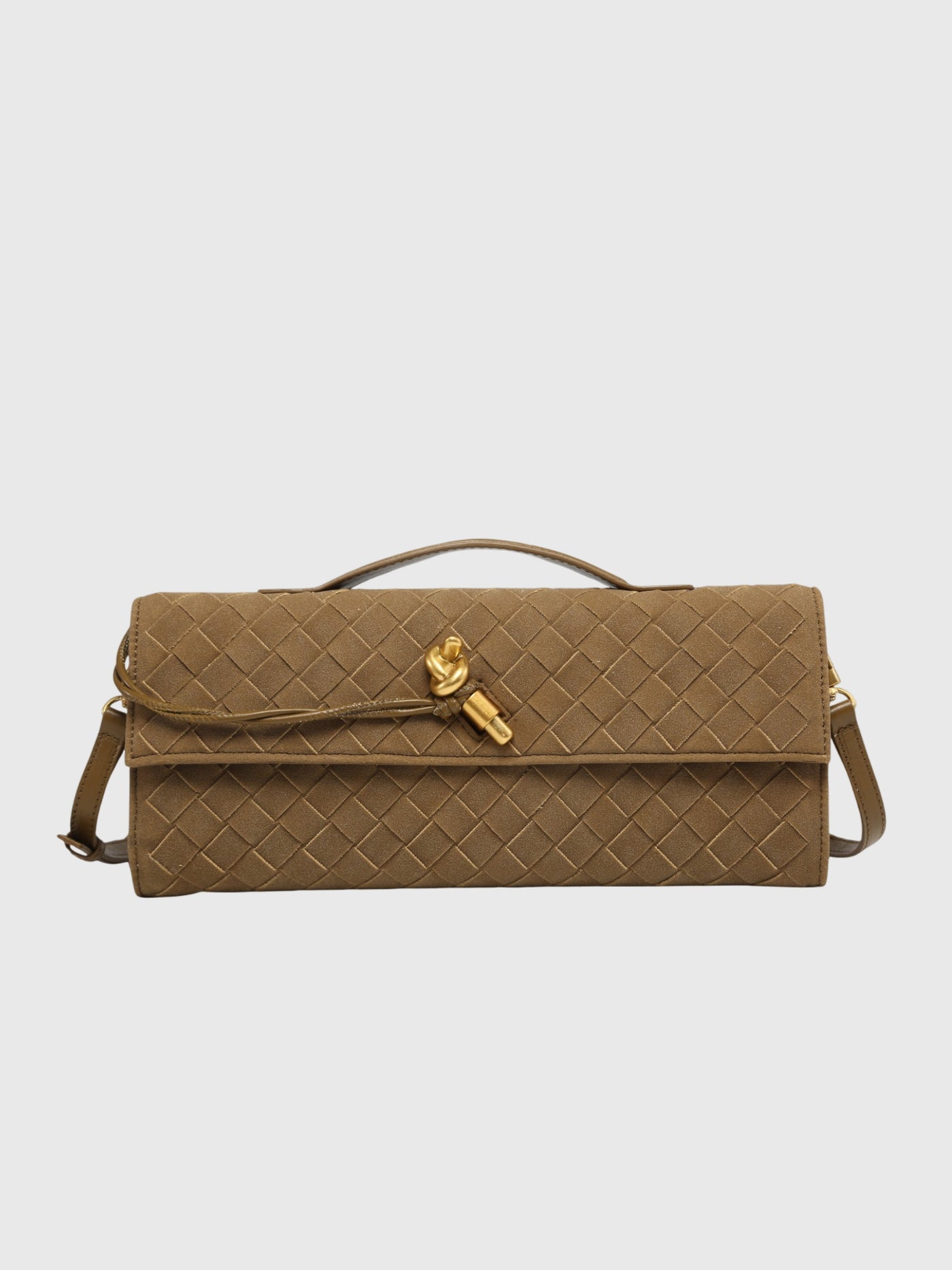 Kirsche | Clutch aus luxuriösem Wildleder Intrecciato
