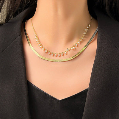 Marizanne | Luxuriöse Schlangenhalskette & 18K Gold Perlen Schmuckset