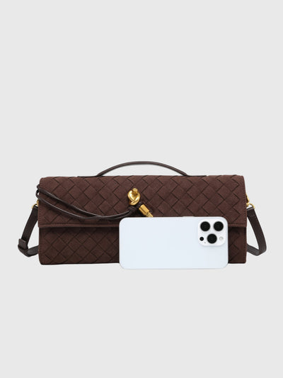 Kirsche | Clutch aus luxuriösem Wildleder Intrecciato