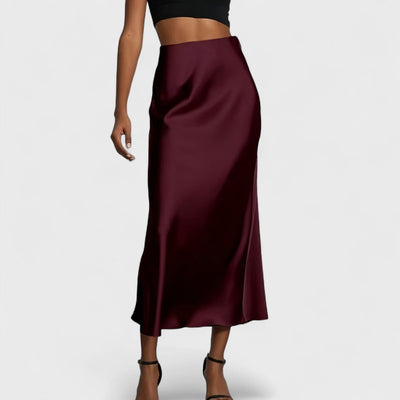 Sasha - Midi-Rock aus Satin mit hoher Taille für Damen
