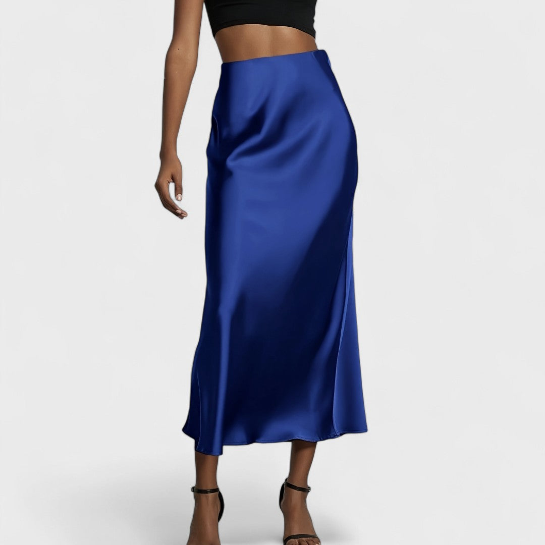 Sasha - Midi-Rock aus Satin mit hoher Taille für Damen
