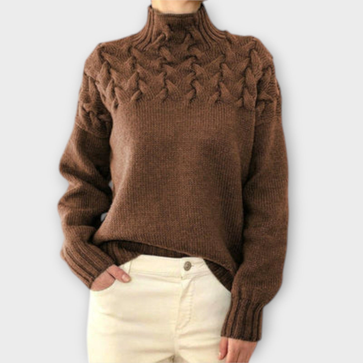 Eva - Damenpullover mit Zopfmuster