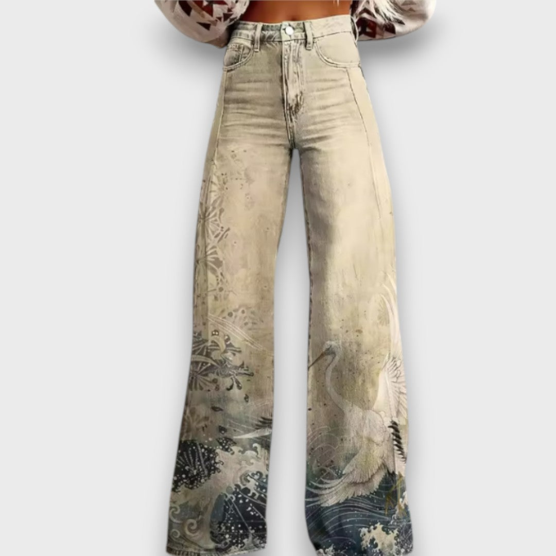 Aiyoko – Weite Jeans mit von Japan inspiriertem Druck