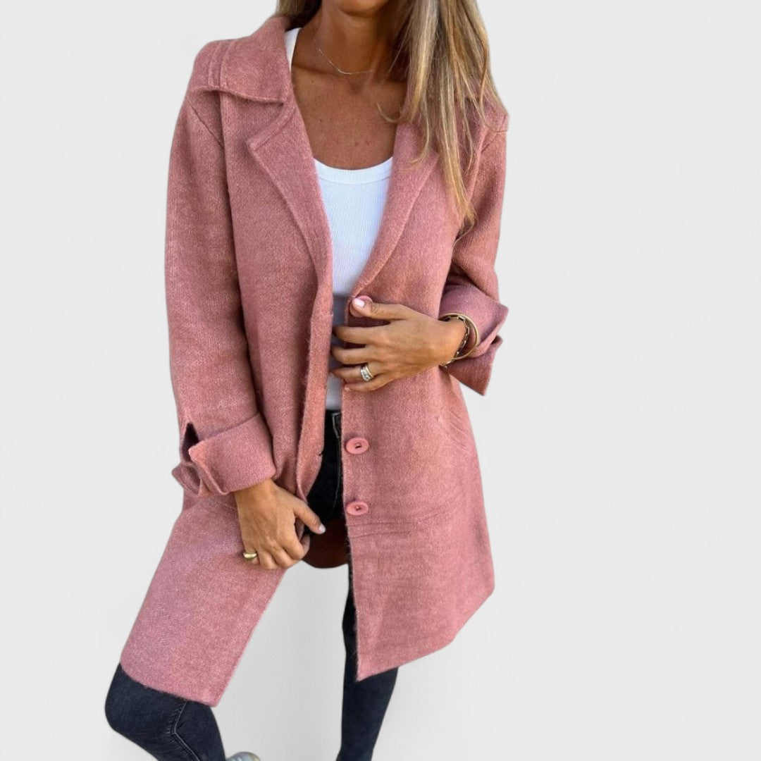 Maila - Langer lässiger Mantel mit Revers