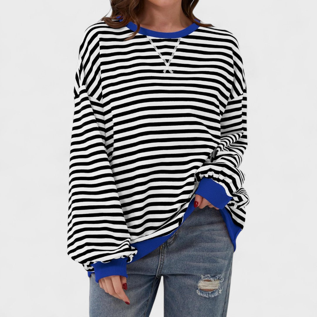 LUKA - Lässiger Pullover mit langen Ärmeln und Rundhalsausschnitt im Streifenlook