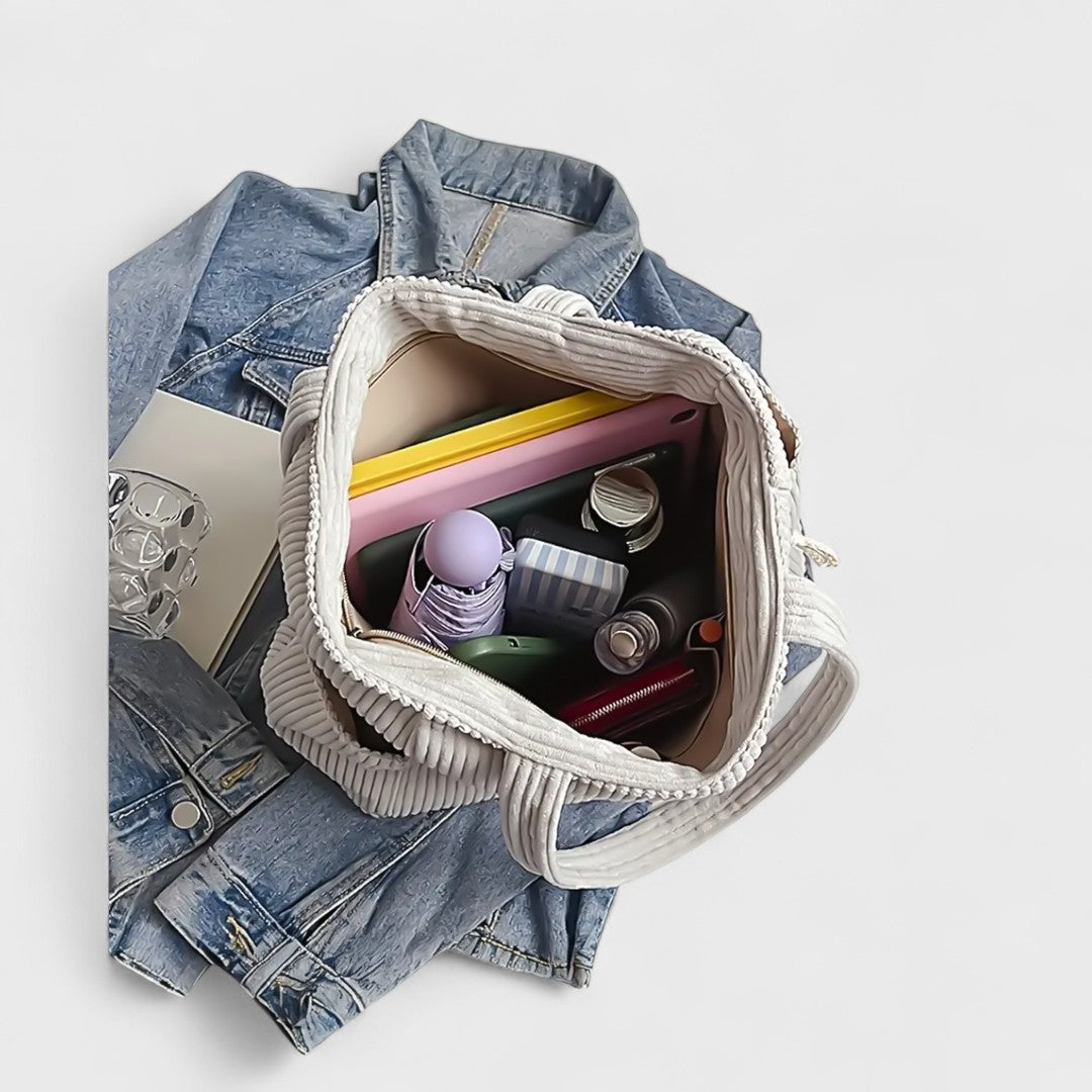 Tilda – Rippstrick-Tote-Bag mit Kordelzug