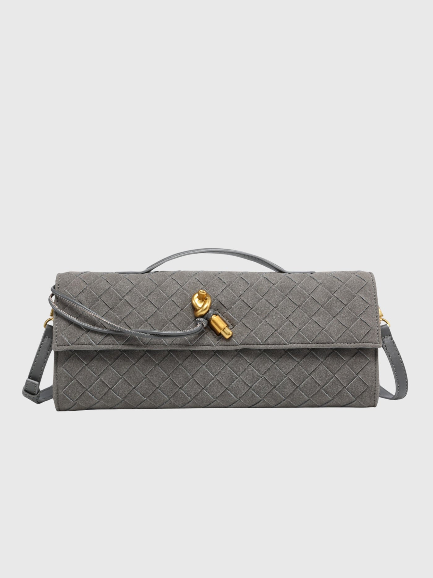 Kirsche | Clutch aus luxuriösem Wildleder Intrecciato