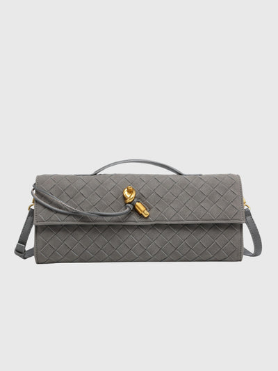 Kirsche | Clutch aus luxuriösem Wildleder Intrecciato