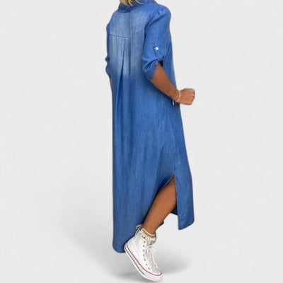 Ilse - Sommerkleid mit V-Ausschnitt aus Denim