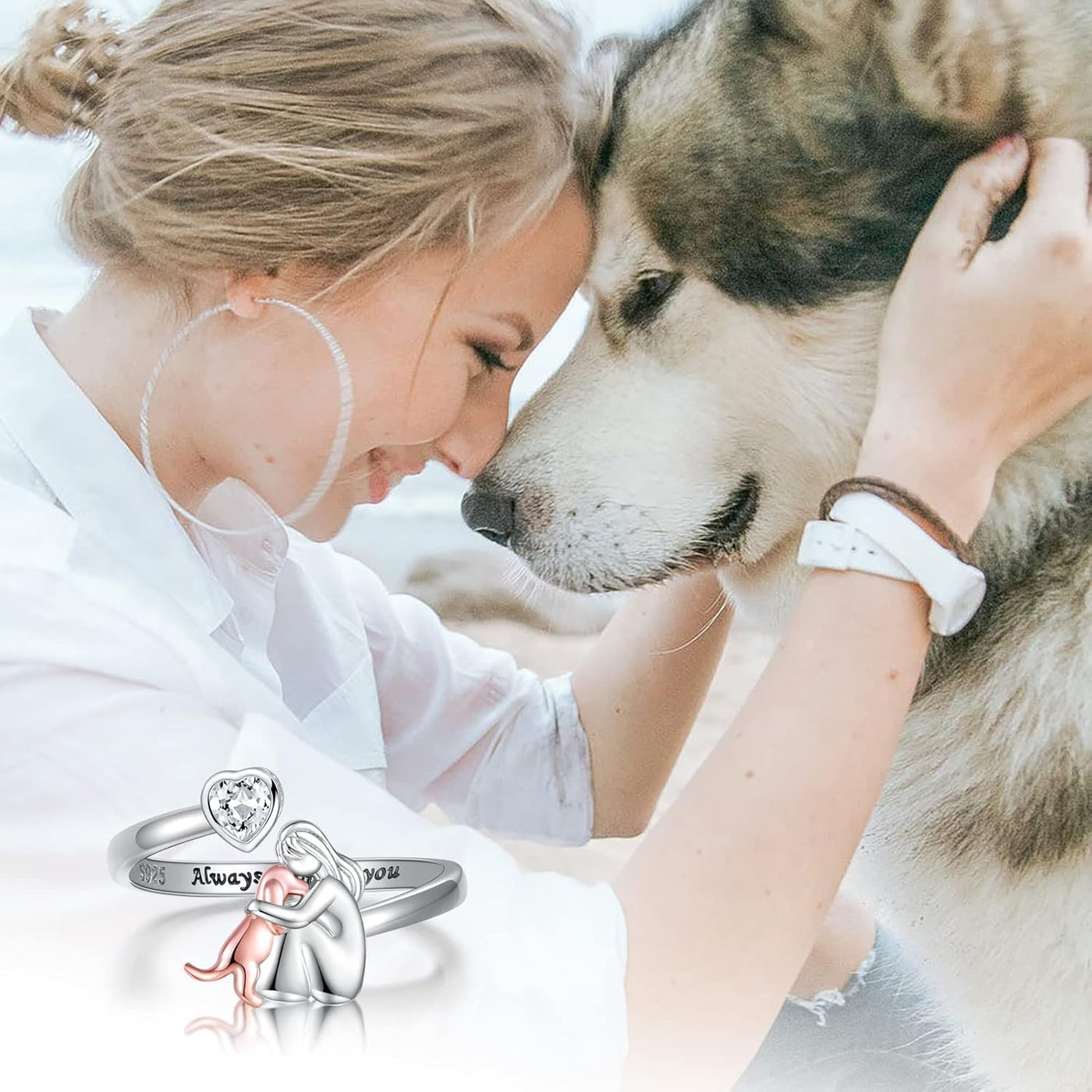 Elisa - Ring mit Hundesymbol (Rosa)