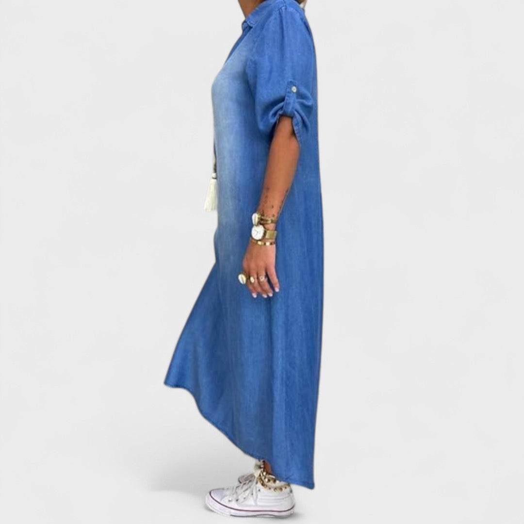 Ilse - Sommerkleid mit V-Ausschnitt aus Denim