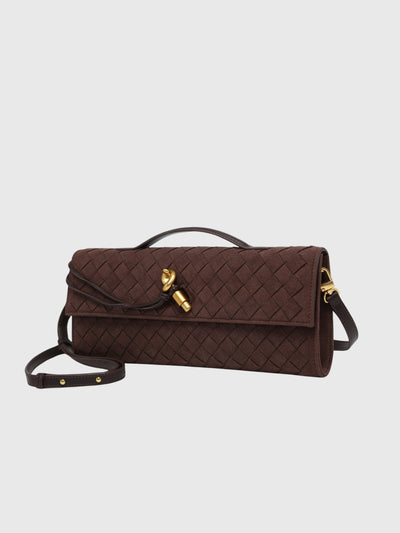 Kirsche | Clutch aus luxuriösem Wildleder Intrecciato