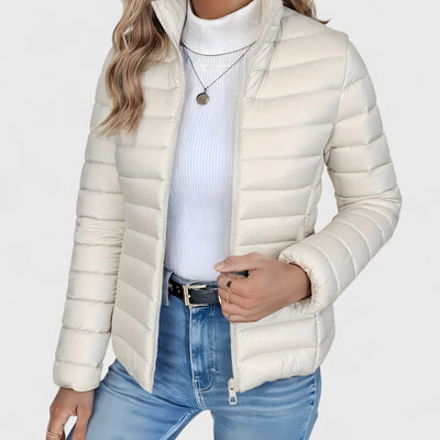 Philipa - Elegante lange Jacke mit hohem Kragen