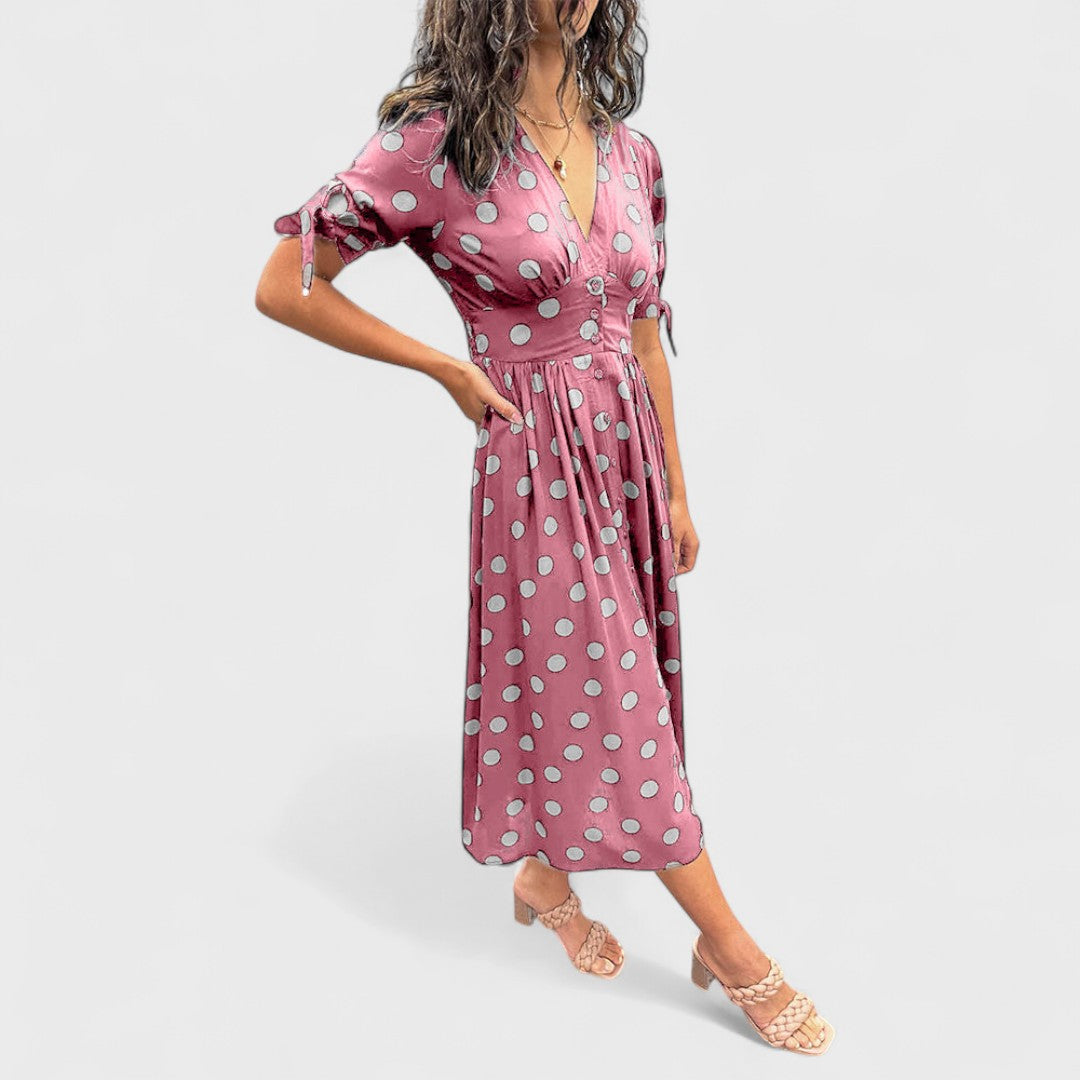 Monique - Elegantes gepunktetes Kleid