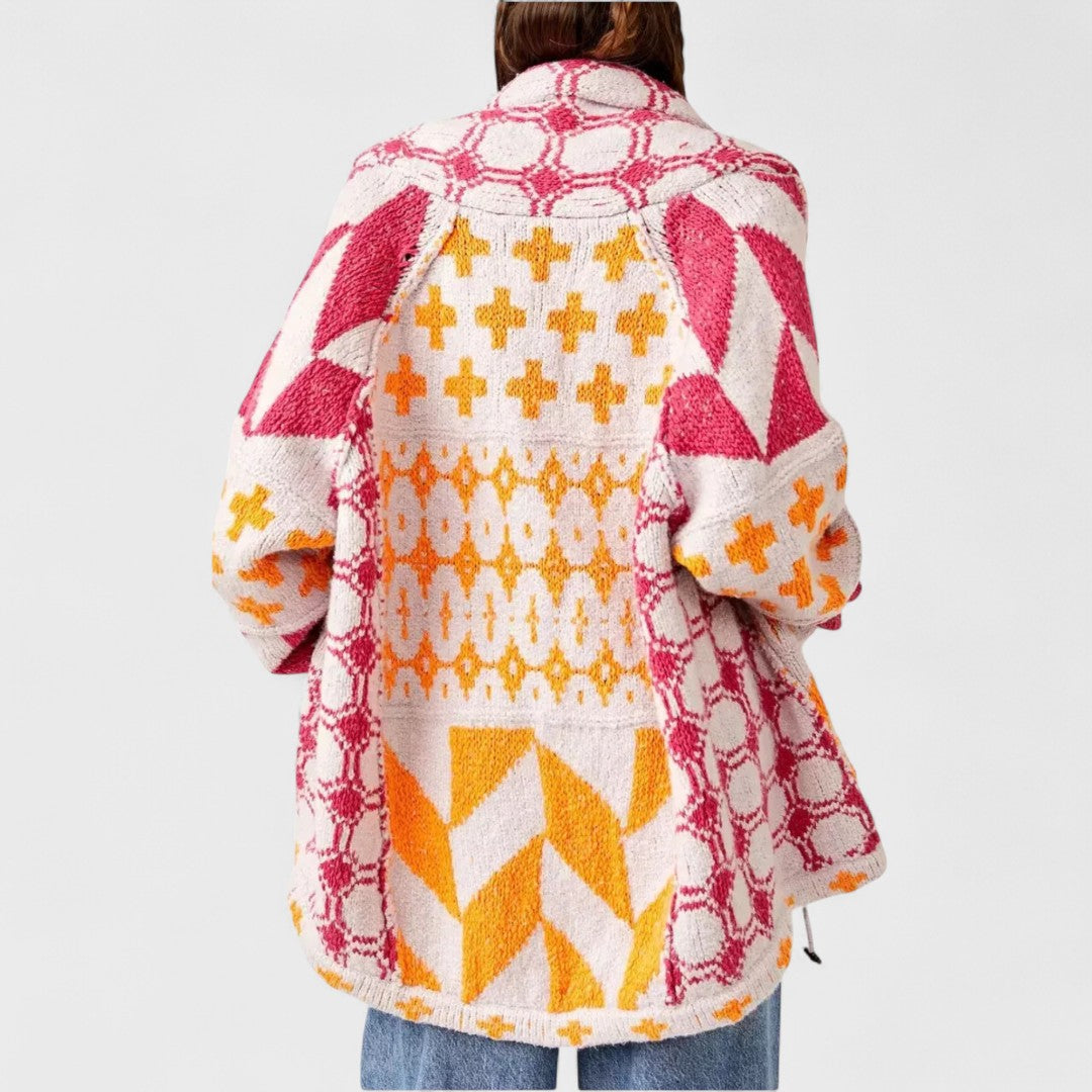 Portia - Vintage Cardigan mit Button-Down-Kragen und langen Ärmeln