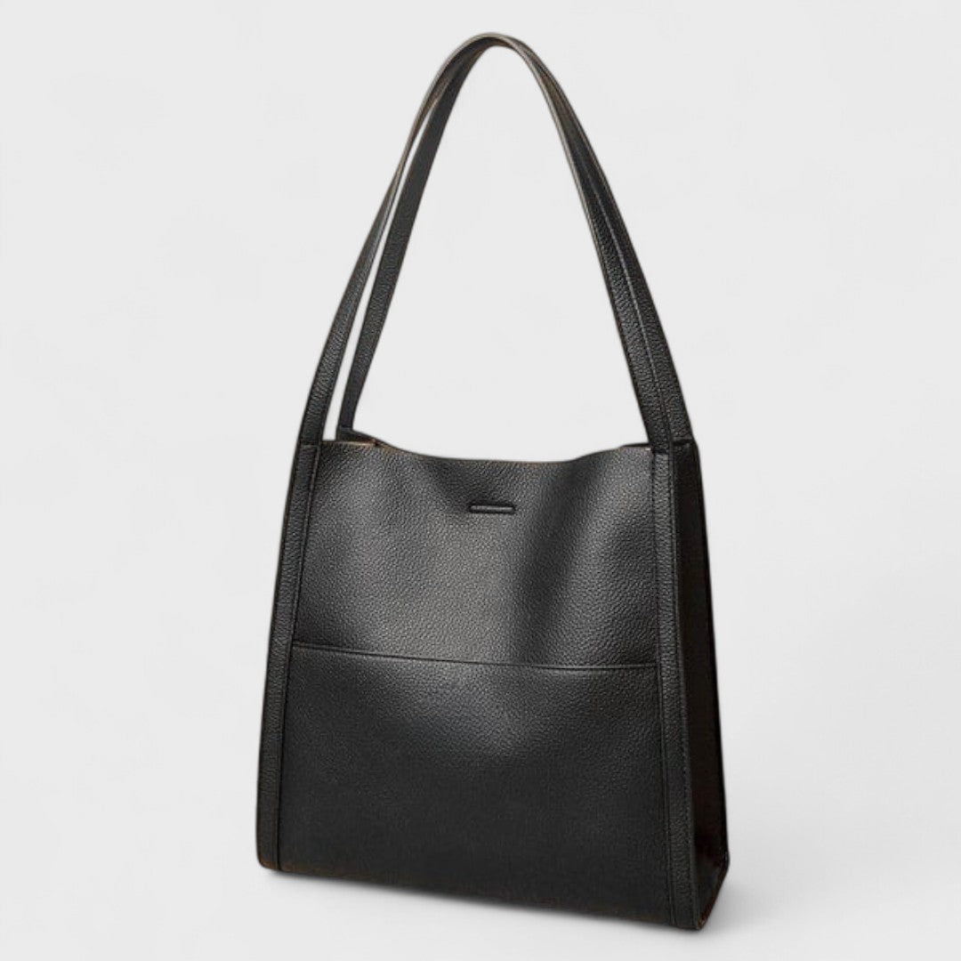 Fera - Schultertasche aus echtem Leder in einfarbig