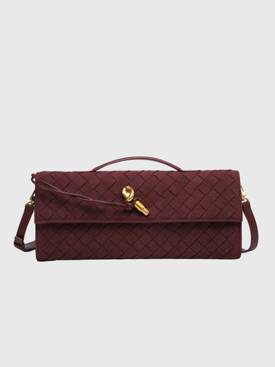 Kirsche | Clutch aus luxuriösem Wildleder Intrecciato