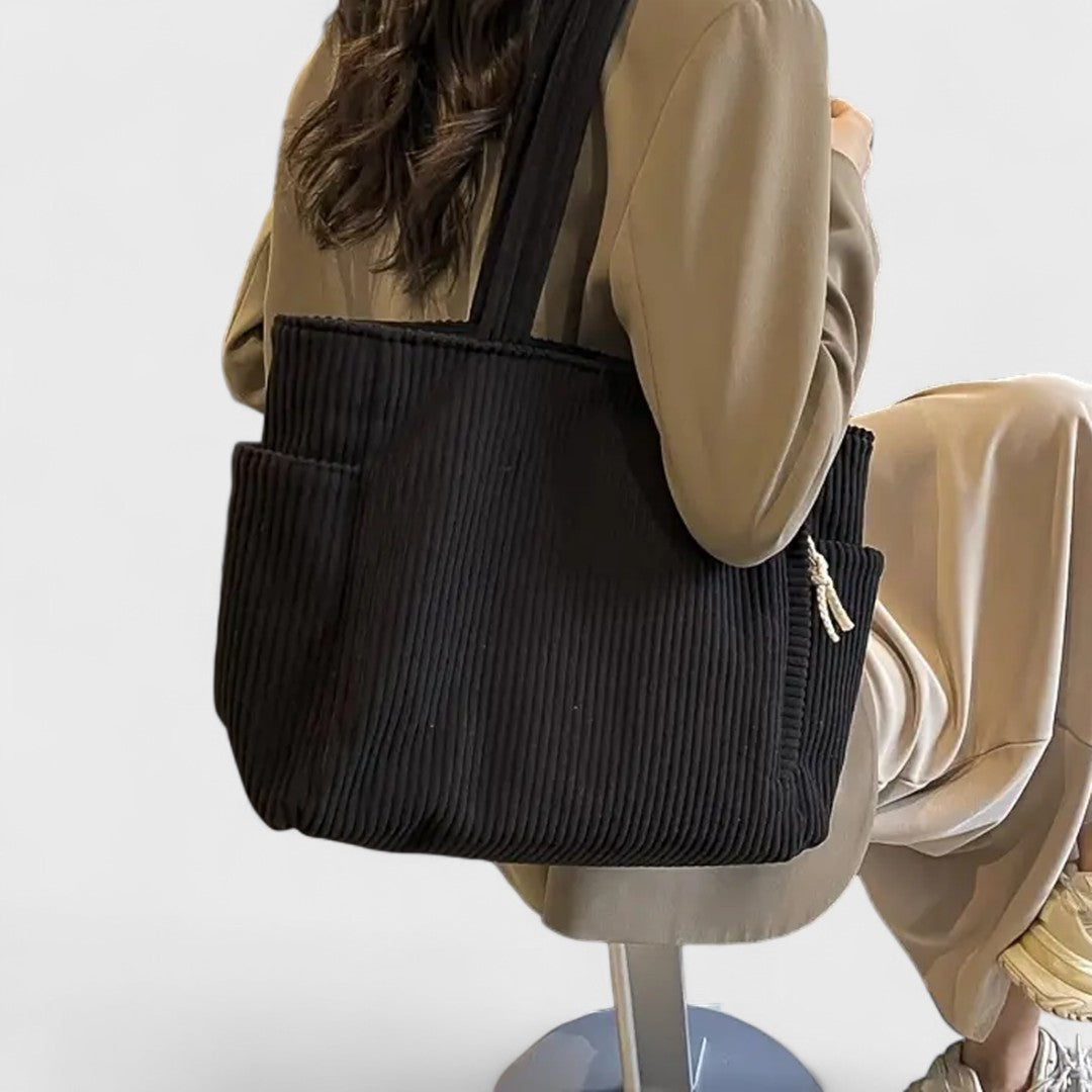 Tilda – Rippstrick-Tote-Bag mit Kordelzug